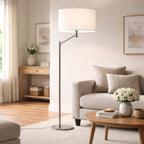 Horizon Brushed Nickel Table Lamp With On Off Switch Curved Metal Base