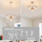 7-Light Gold Tree Branch Crystal Chandelier, 18 In. Wide