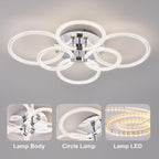 Modern Chrome 6-Light LED Flush Mount Ceiling Light, Acrylic Shade, 23.6 in.