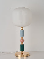 Danish Pastel Ceramic Table Lamp, Ribbed Fabric Shade