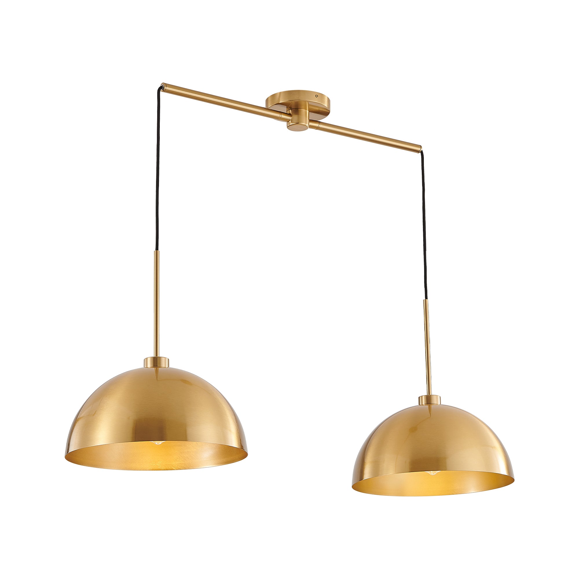 Industrial 2-Light Copper-Finish Iron Pendant, Adjustable, 41 in.
