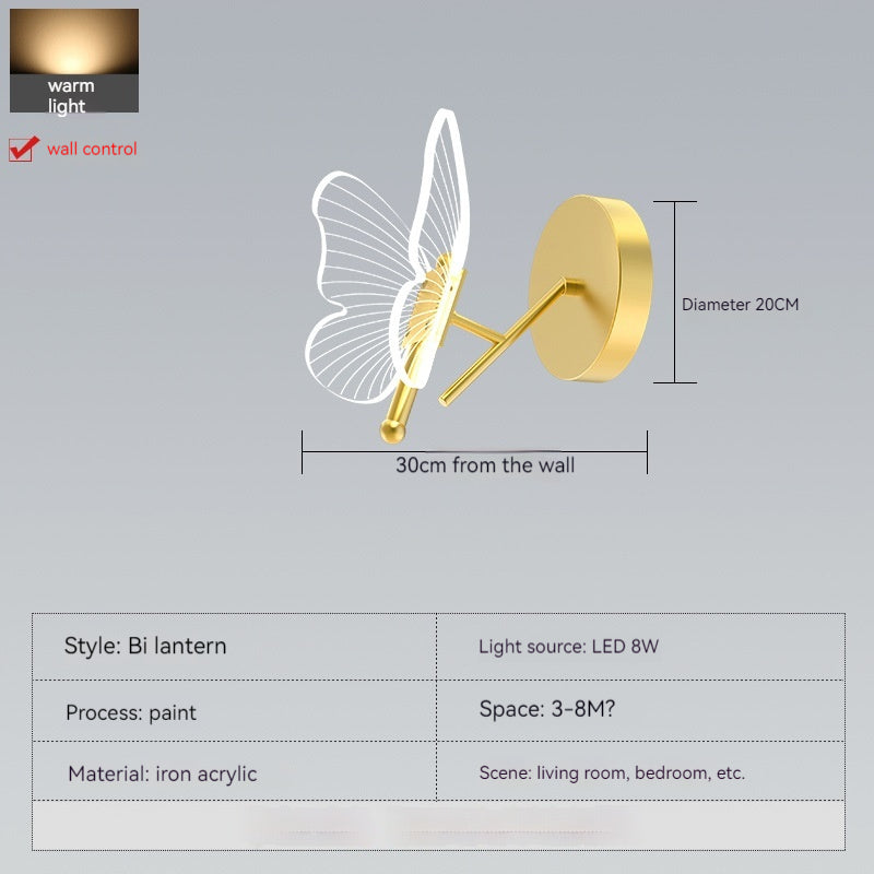 Acrylic Butterfly LED Table Lamp, Gold Base, 16 Inch