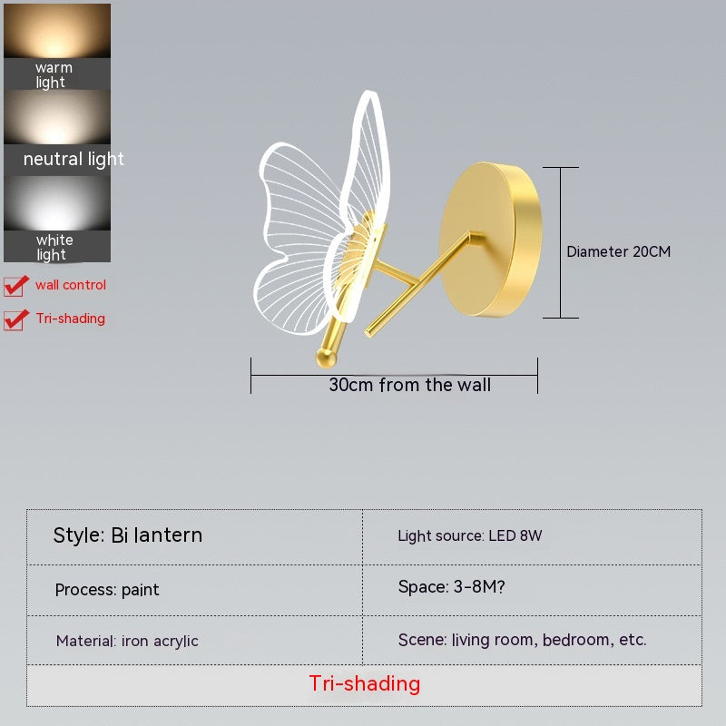 Acrylic Butterfly LED Table Lamp, Gold Base, 16 Inch