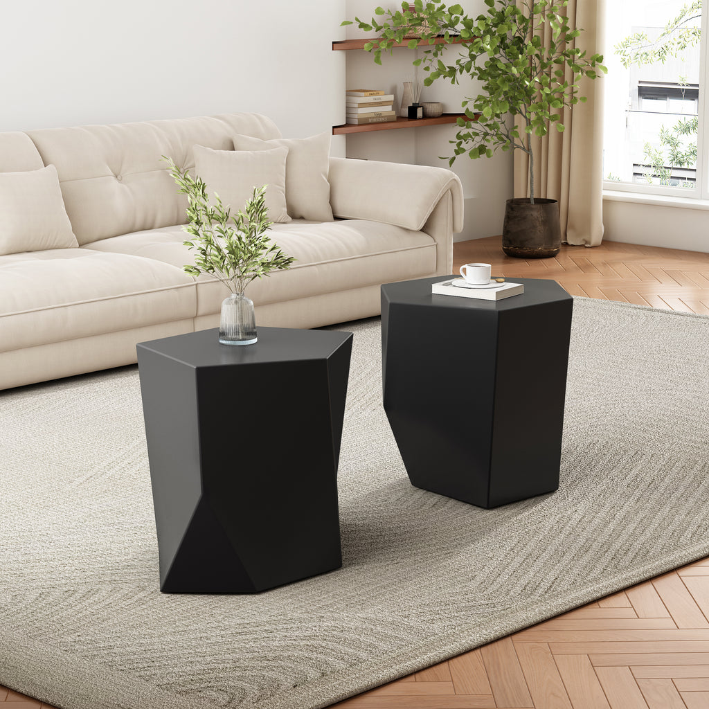 Modern Stone-Composite Coffee Table Set