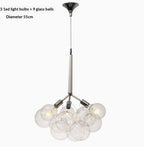 Modern 3-Light Glass Bubble Ball Pendant, 9 Clear Spheres