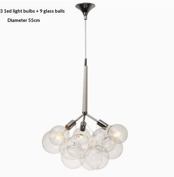 Modern 3-Light Glass Bubble Ball Pendant, 9 Clear Spheres