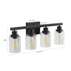 24 Modern Black 4-Light Bathroom Vanity Light Fixture