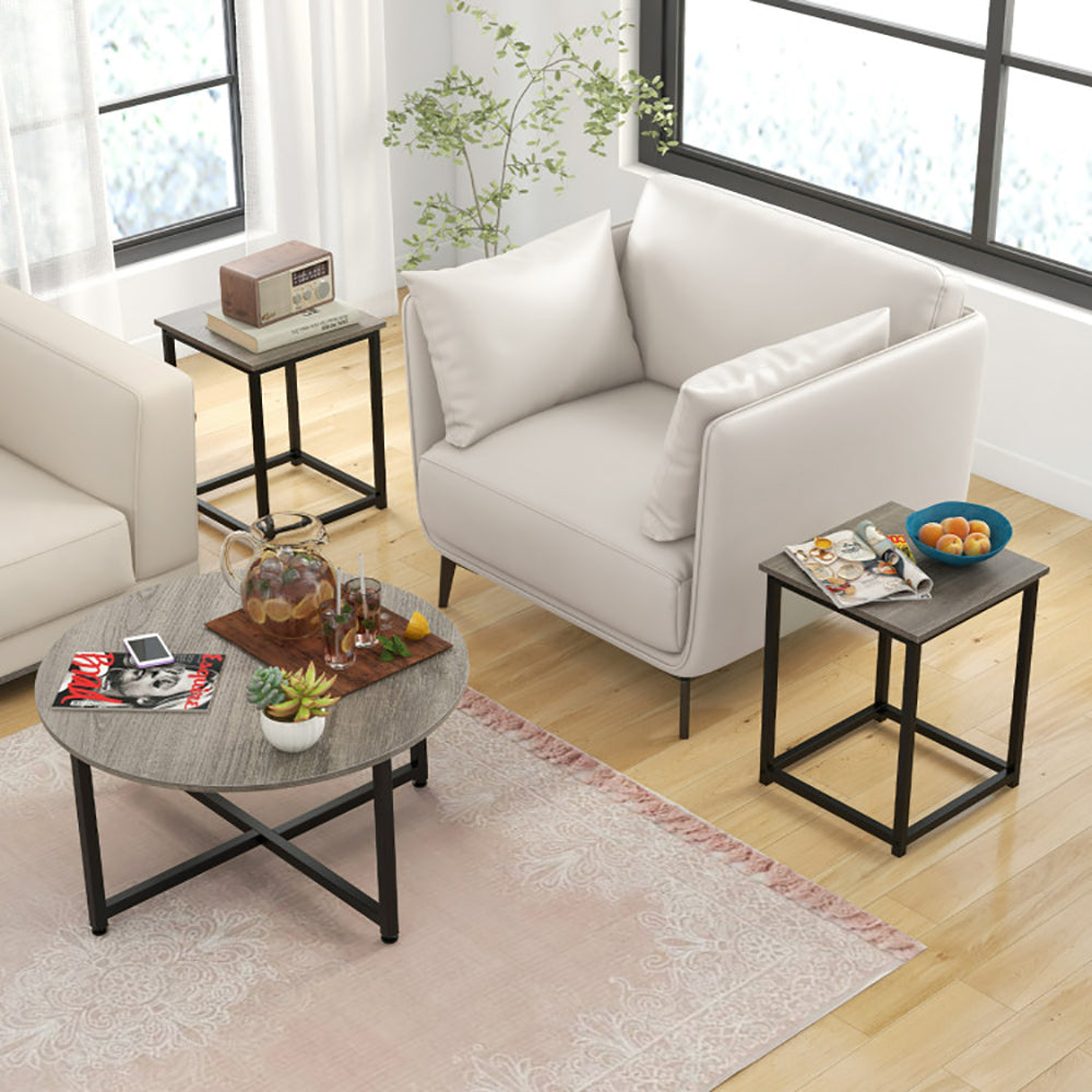 3-Piece Coffee and End Table Set, Round and Square