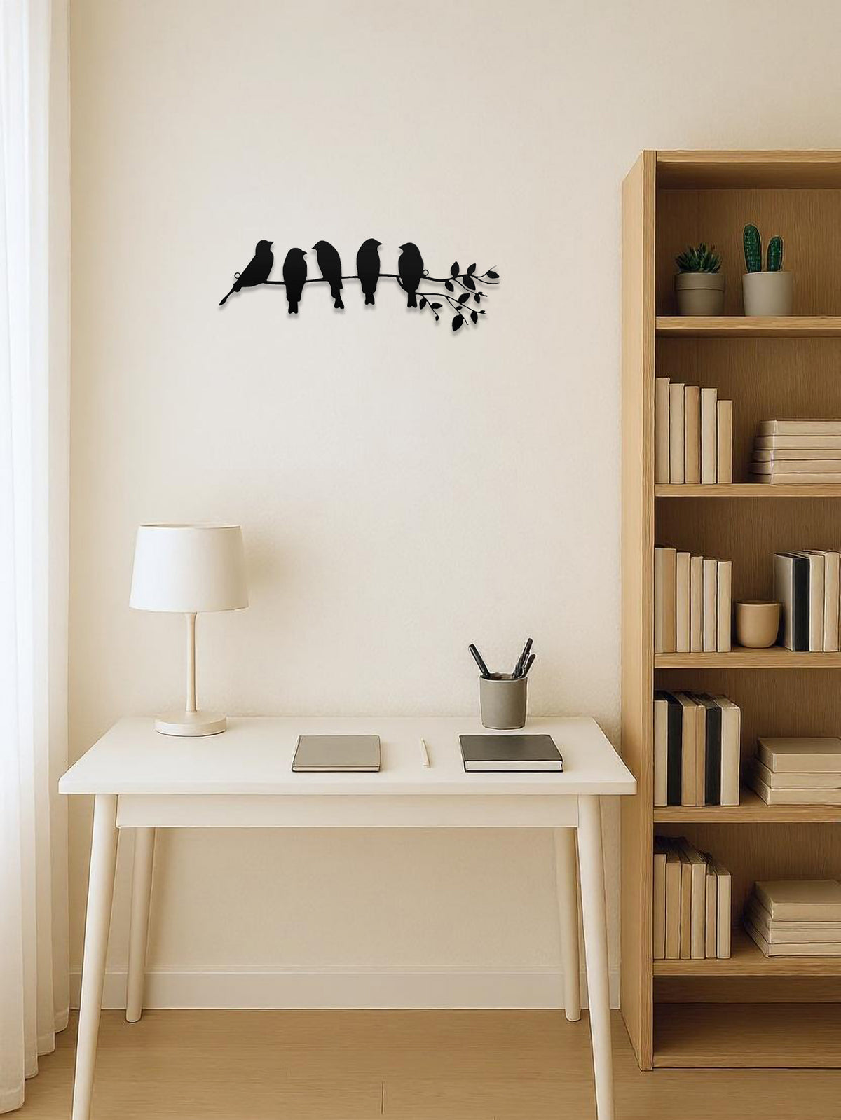 Metal Bird Wall Art Sculpture, Branch Silhouette Wall Decor for Living Room — detail view 2
