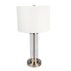 Luna Brushed Nickel Table Lamp With On Off Switch Clear Glass Body Met