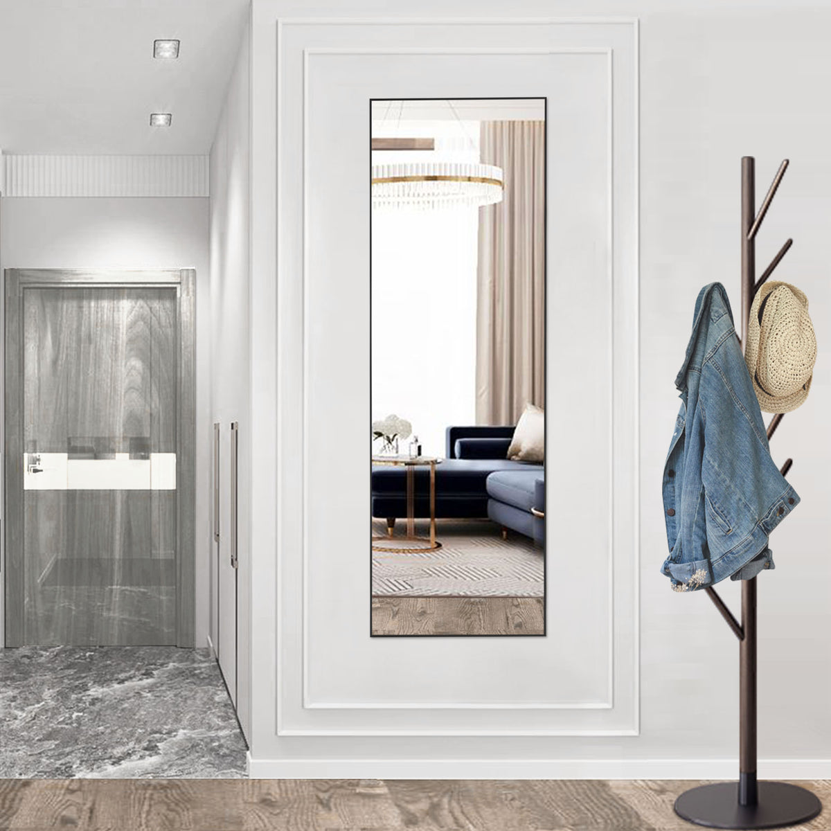 Full-Length Floor Mirror, 63 x 20 Inch, Free Standing or Wall Leaning — detail view 2