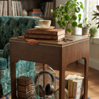 Small Wooden Side Table | Multi-Shelf Design