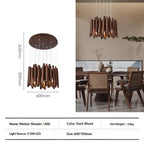 Minimalist Wood Chandelier, Light or Dark Finish, 16–47 in.