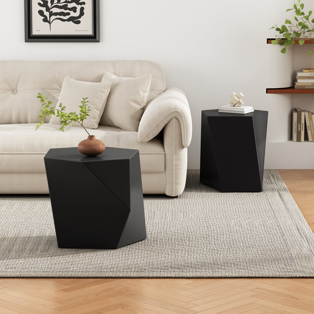 Modern Stone-Composite Coffee Table Set
