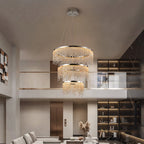24 In. Round Crystal LED Chandelier, Chrome, Adjustable Color Temp