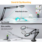 1Pack 2 In 1 LED Magnifier Desk Lamp 8x Magnifying Glass With Light Sw