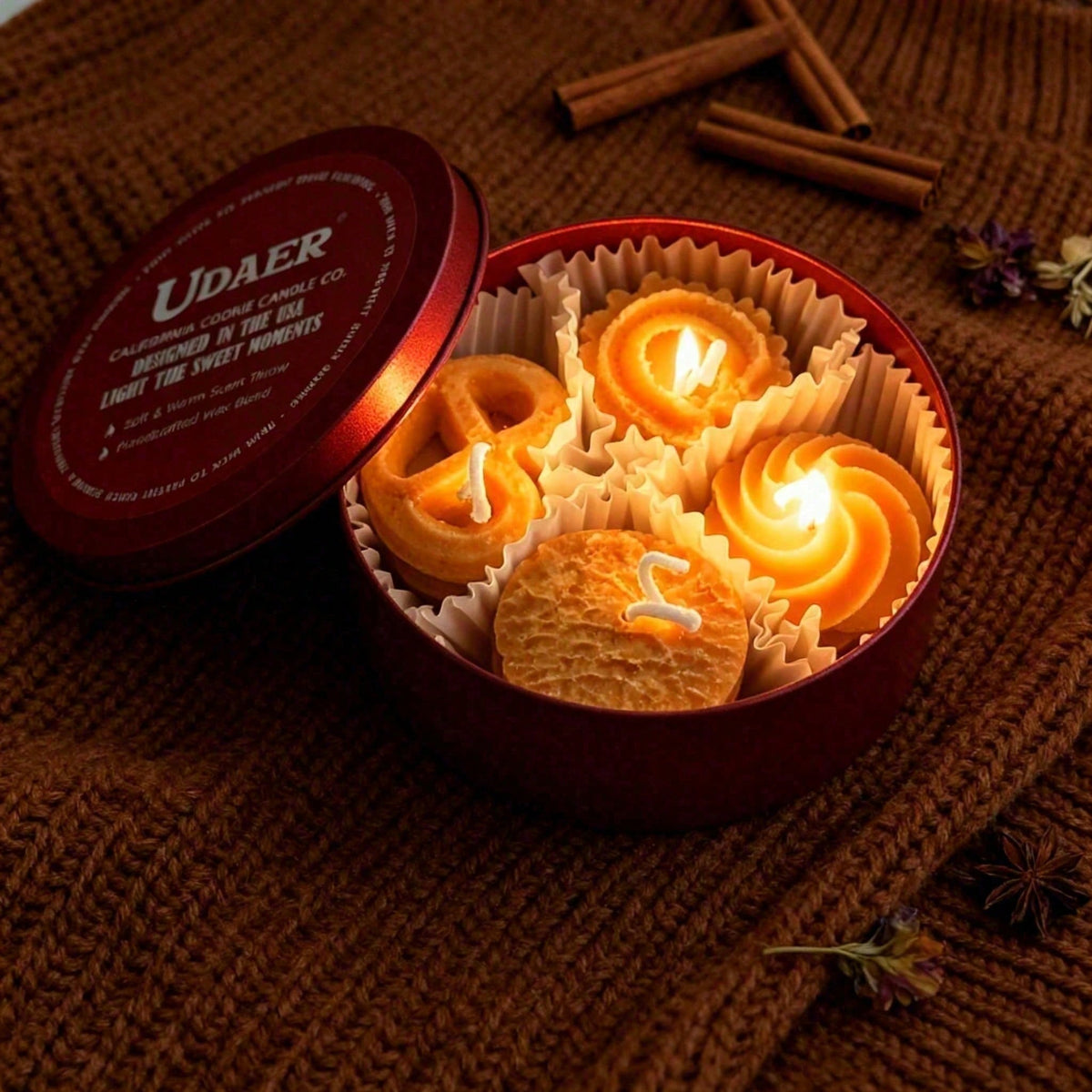 Cookie-Shaped Soy Wax Scented Candles, Coffee and Milk Aroma, Set of 4 for Home Decor — detail view 2