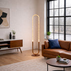 Contemporary LED Floor Lamp, Living Room Centerpiece, Bronze & Clear Finish