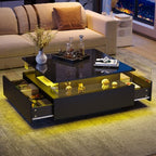 Modern LED Coffee Table with Sliding-Drawer Storage