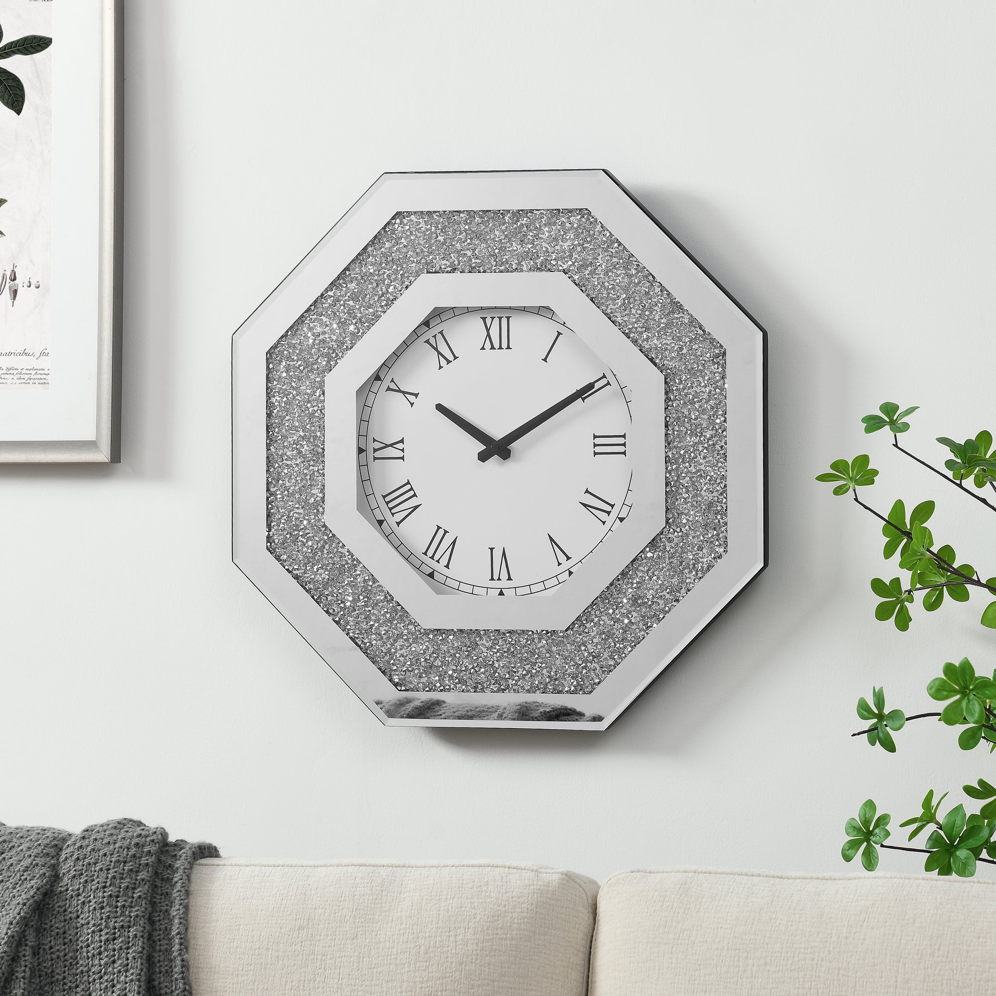 Octagonal Mirror Wall Clocks And Artificial Gemstone Wall Clocks