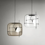 Art Glass Bedside Pendant Light, Smoke Gray, Clear or Cognac