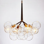Modern 3-Light Glass Bubble Ball Pendant, 9 Clear Spheres