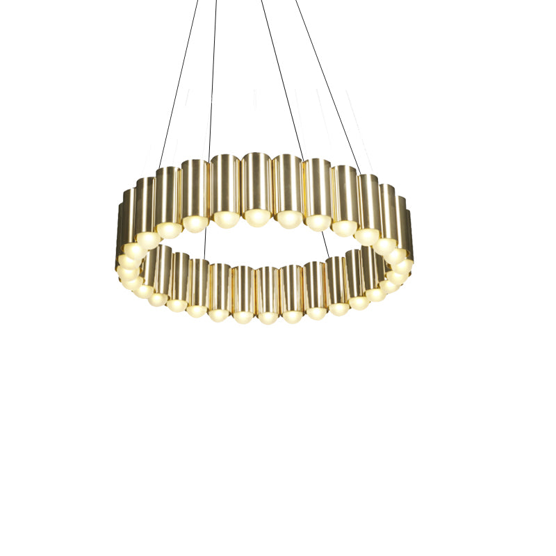 Sculptural Carousel Pendant Chandelier, Gold Fluted Metal, 24–47 in Wide
