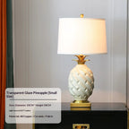 Ceramic Pineapple Table Lamp, Yellow with Brass-Tone Base