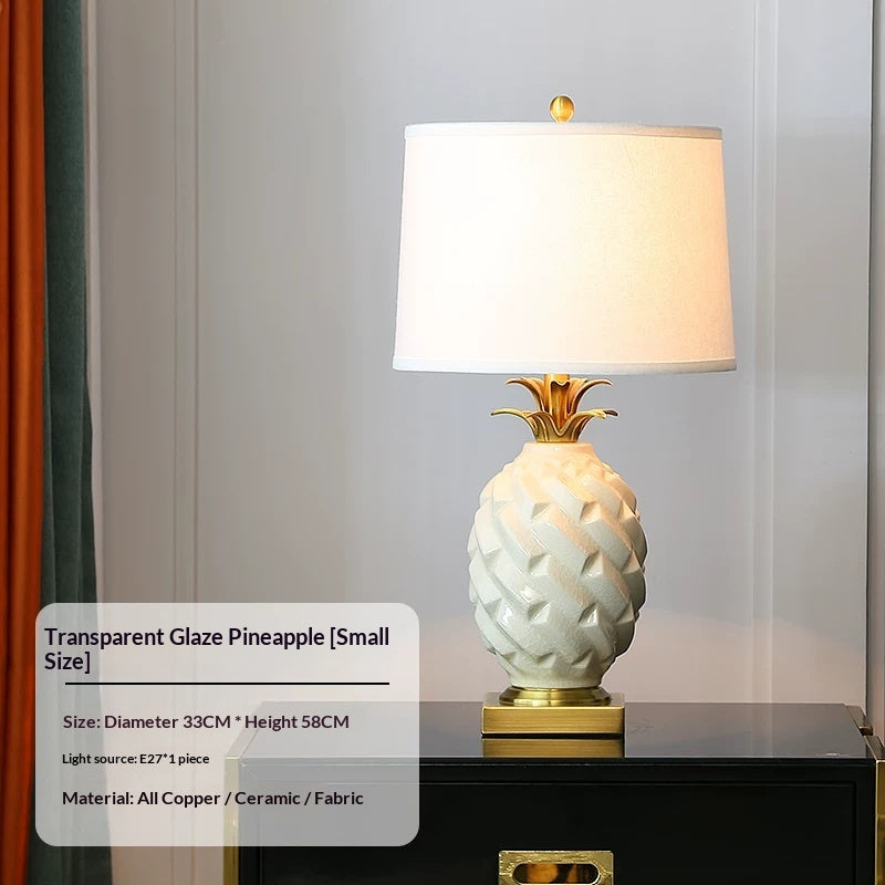 Ceramic Pineapple Table Lamp, Yellow with Brass-Tone Base