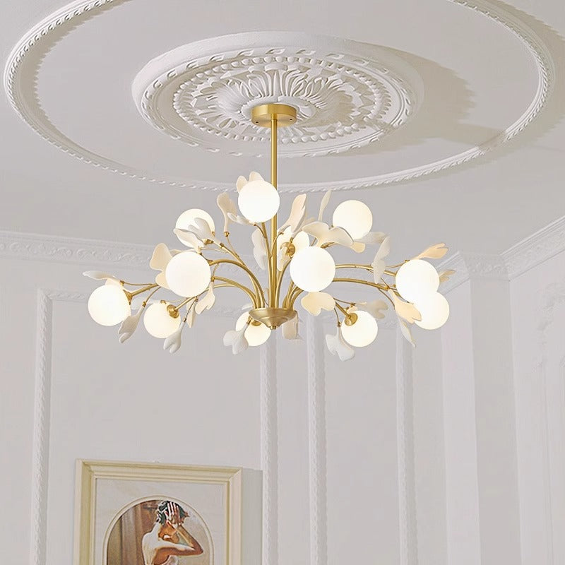 French Cream 6-Light Copper & Ceramic Chandelier