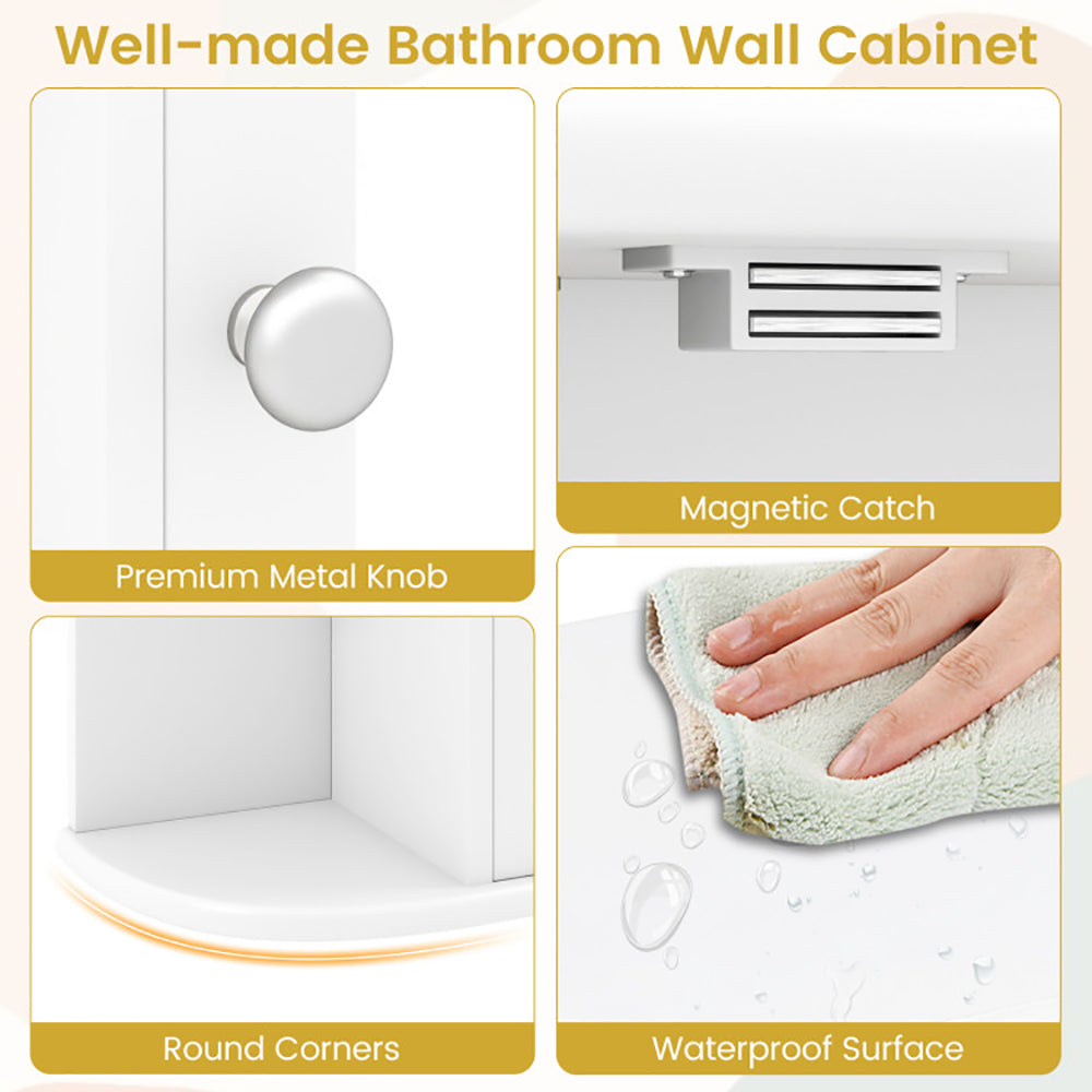 Wall-Mounted Bathroom Mirror Cabinet With Storage Shelves