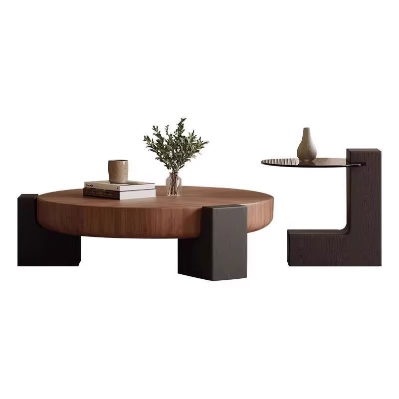 Round Solid Wood Tea Table, Walnut