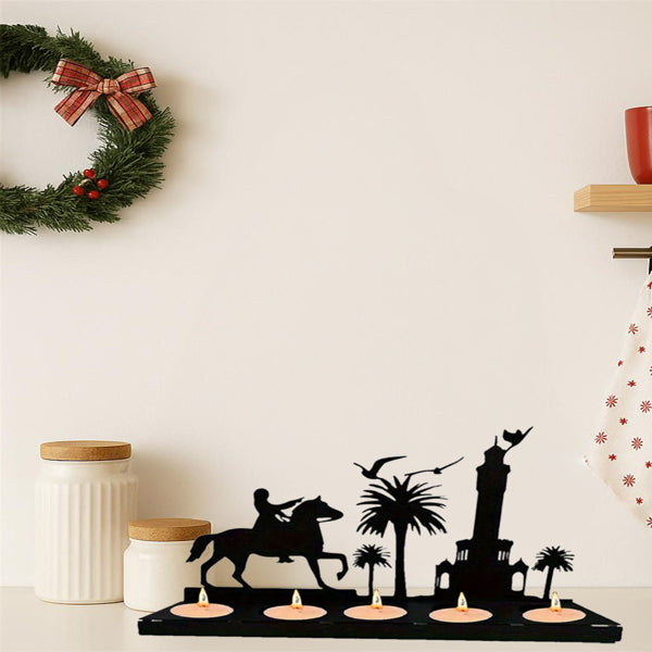 Rustic Wooden Antler Candle Holder Set — detail view 3