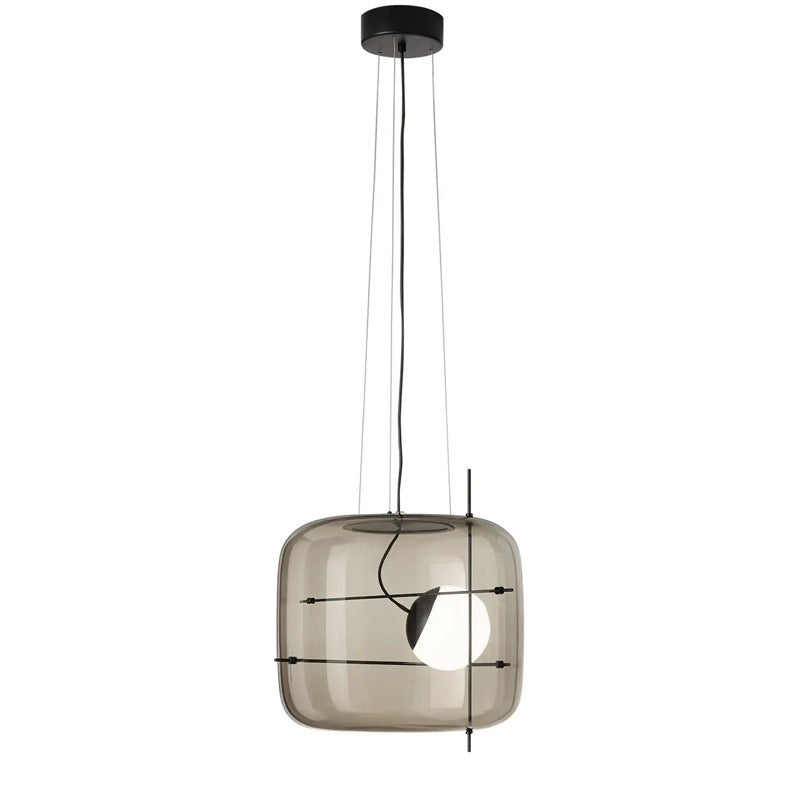 Art Glass Bedside Pendant Light, Smoke Gray, Clear or Cognac