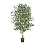 6FT Artificial Ficus Tree Tall Faux Plant With Black Pot For Indoor De
