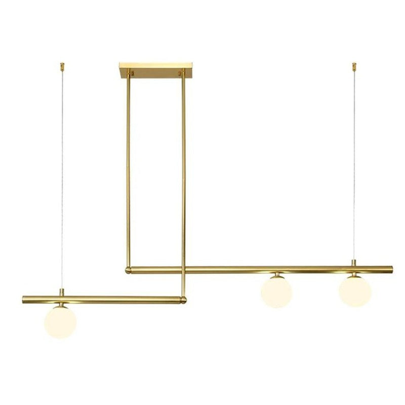 3-Light Linear Pendant Light, Copper or Black Metal & Glass