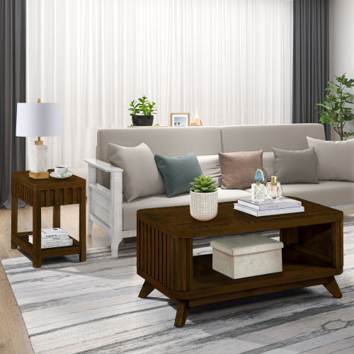 Rectangular Wood Coffee Table, Natural Grain