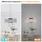 Modern Round Crystal Chandelier, Aluminum & Iron Frame, Chrome Finish, 19 in.