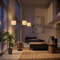 3-Arm Metal Floor Lamp, Linen Shade, 4-Way Rotary Switch, Oil-Rubbed Bronze Finish