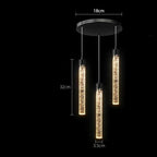 Crystal Cylinder Pendant Light, Bubble Texture, Adjustable Drop