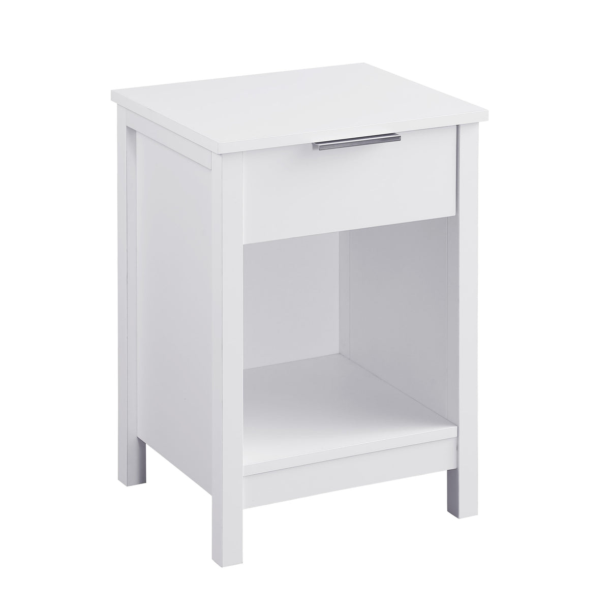 Three-Tier Nightstand with Storage Drawer, Retro White