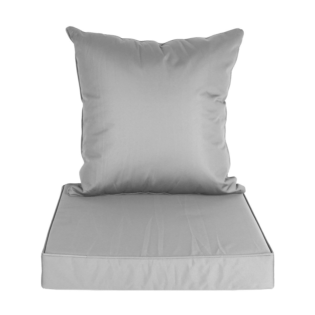 Waterproof Outdoor Seat Cushion Set, Patio Furniture Cushions with Back Pillow, for Garden Bench — Silver Grey