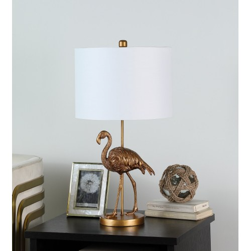 Gold Flamingo Table Lamp, Resin Sculptural Accent, 26 Inch — detail view 3