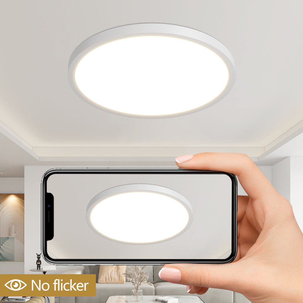 White Adjustable Color LED Flush Mount Ceiling Light, 12 in., 2880 Lumens, Set of 6