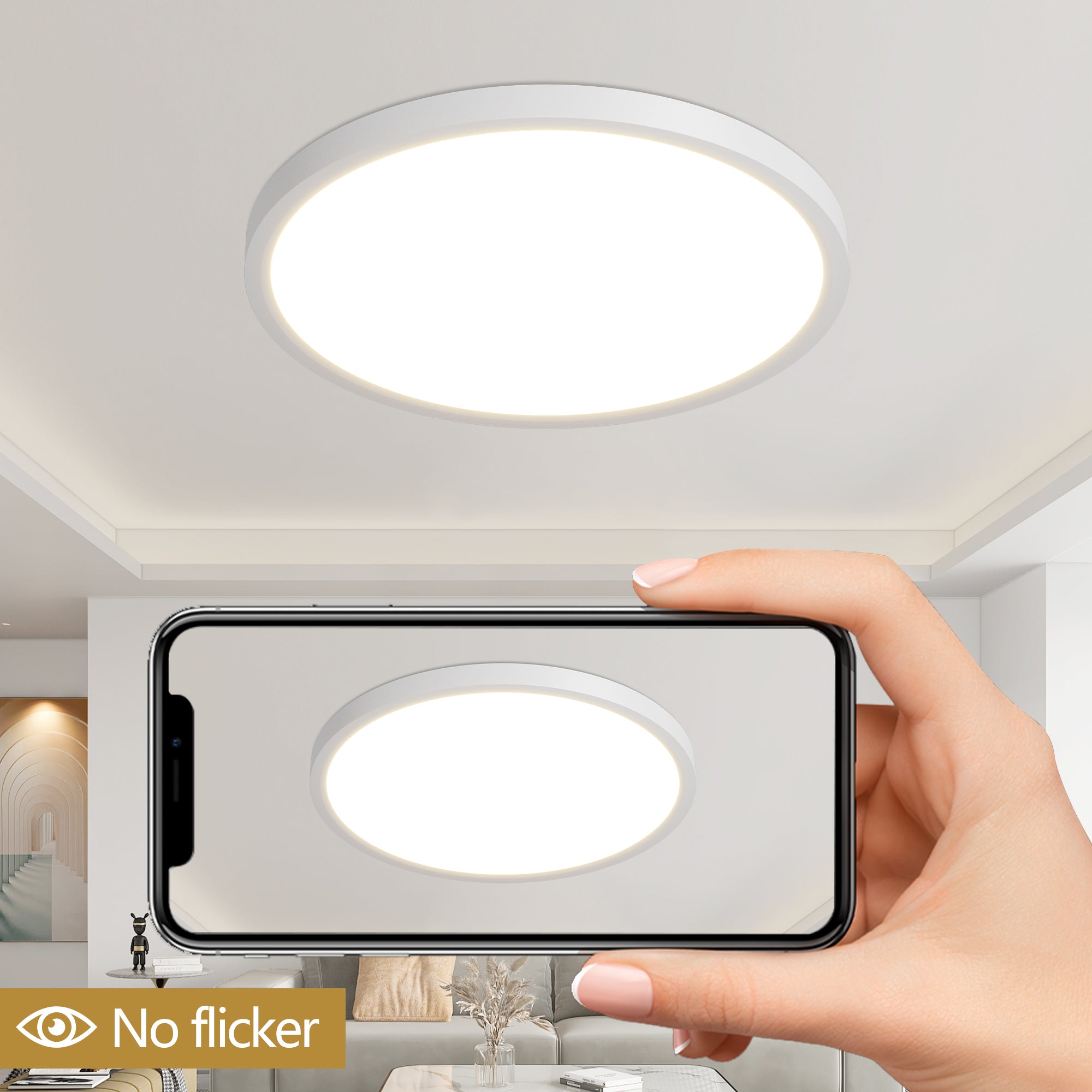 White Adjustable Color LED Flush Mount Ceiling Light, 12 in., 2880 Lumens, Set of 6