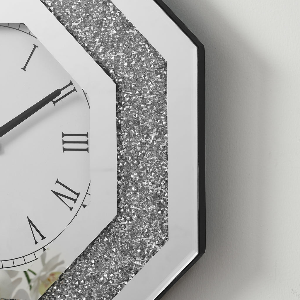 Octagonal Mirror Wall Clocks And Artificial Gemstone Wall Clocks