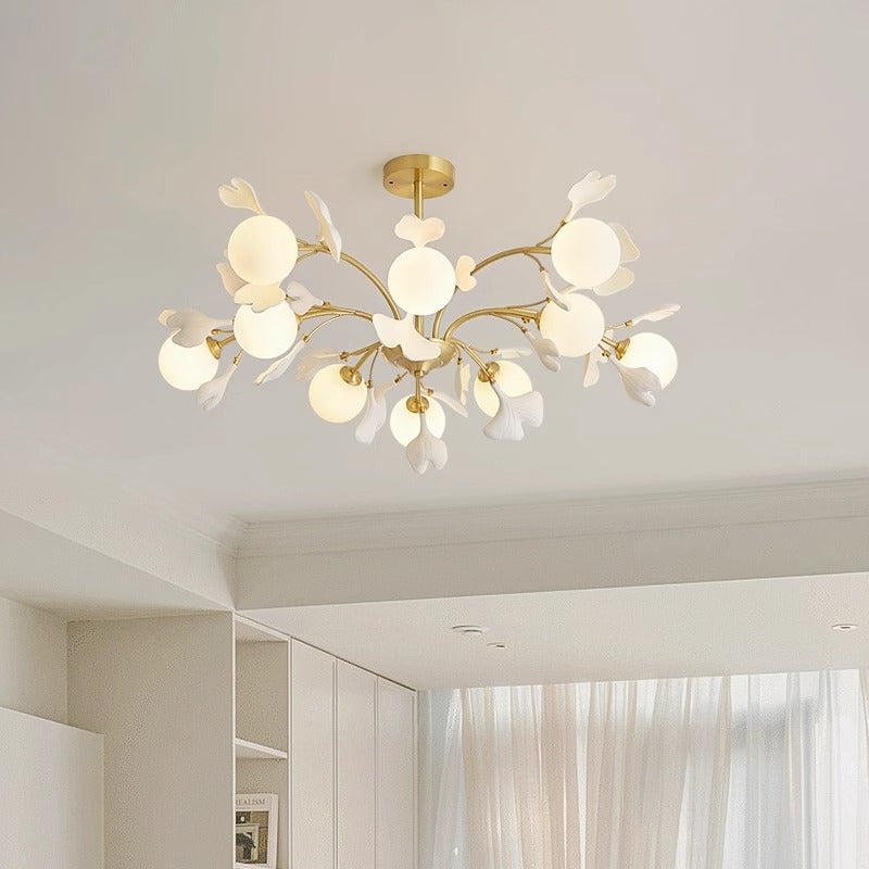 French Cream 6-Light Copper & Ceramic Chandelier