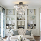 Black K9 Crystal Chandelier, Elegant Ceiling Light Fixture, 20 in.