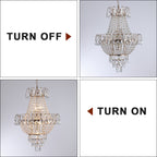 Gold Crystal Chandelier, Iron Frame, 17 In. Wide × 59 In. Tall