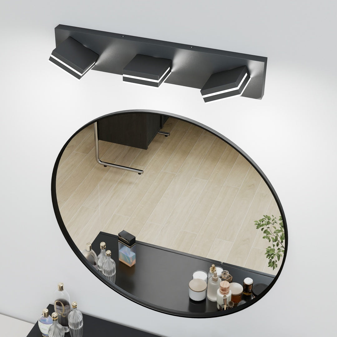 Modern Chrome LED Vanity Light Fixture, Geometric Design for Bathroom Vanity — detail view 4